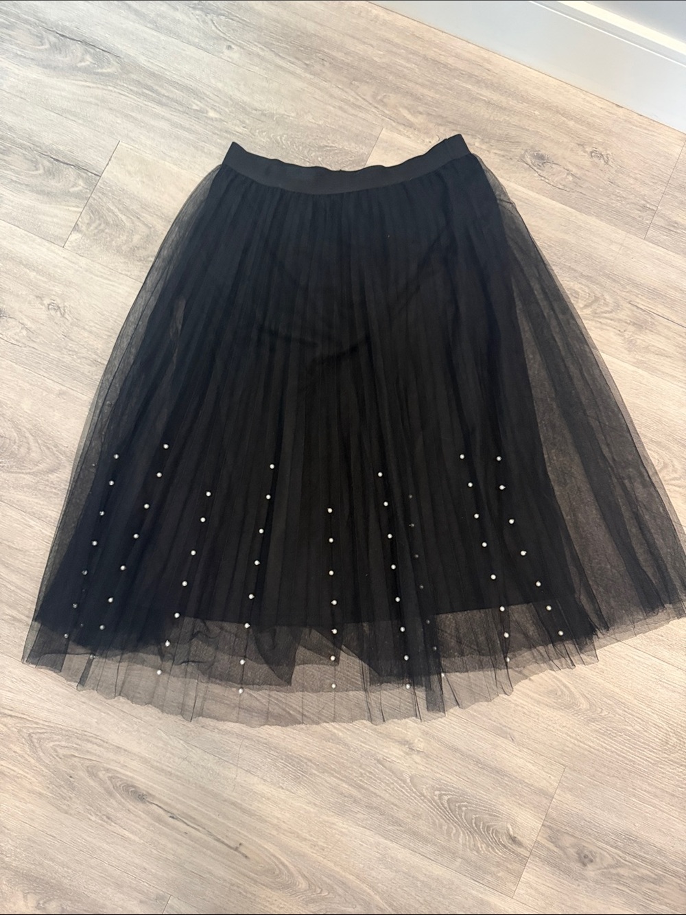 Ultra Pink Black Tulle Midi Skirt with Pearl Dots size medium